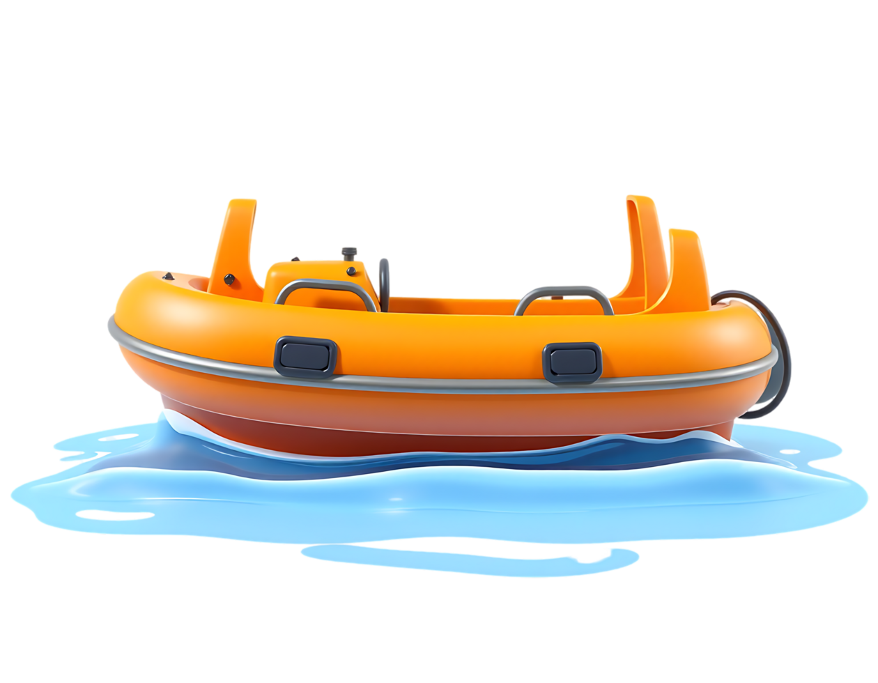 Orange inflatable boat on the water png