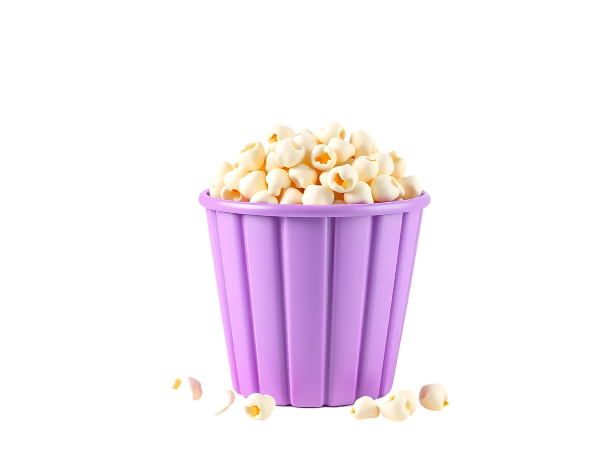 Purple bucket of delicious popcorn png