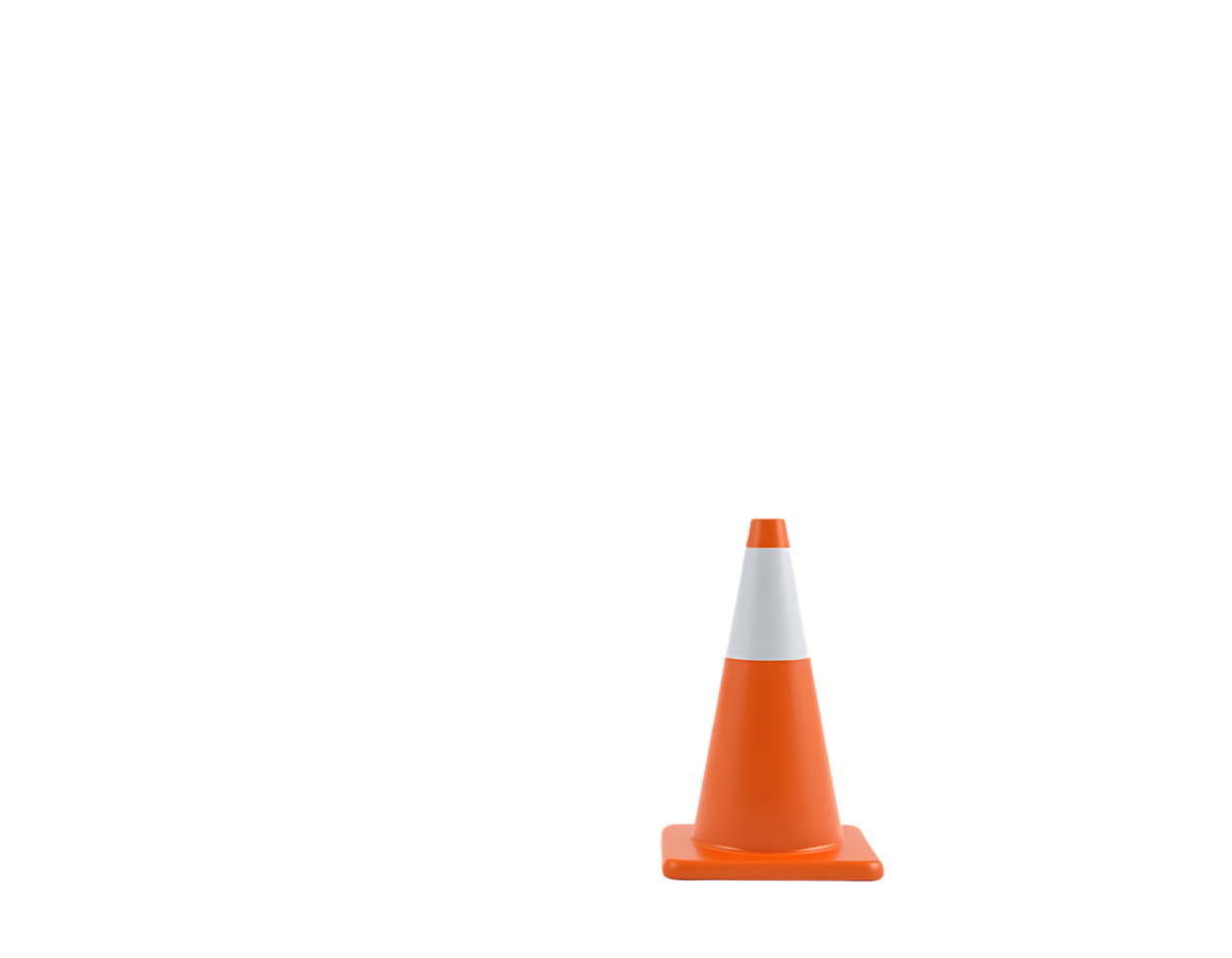 Orange traffic cone on a transparent background png