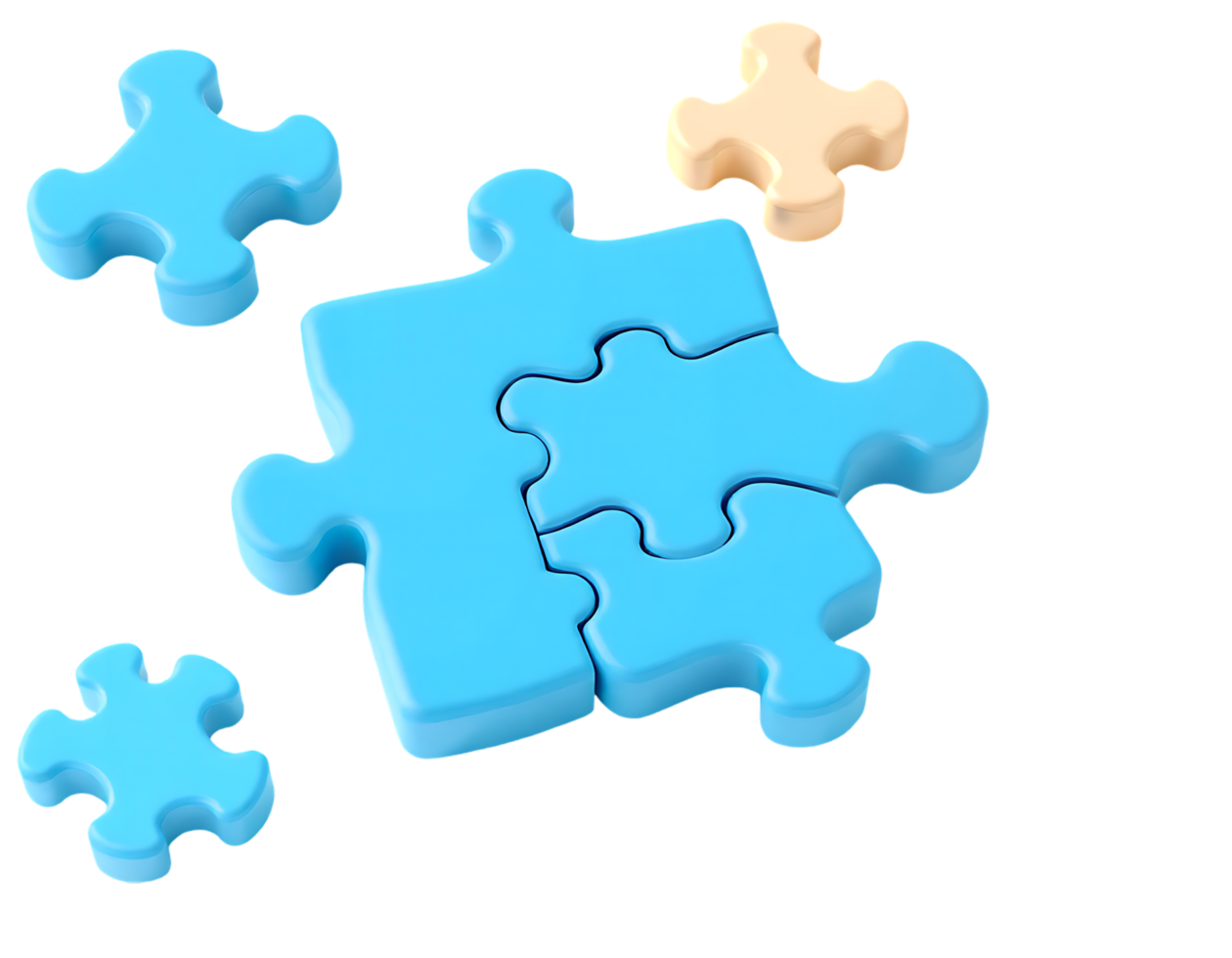 Puzzle pieces assembling - concept of problem solving and teamwork png