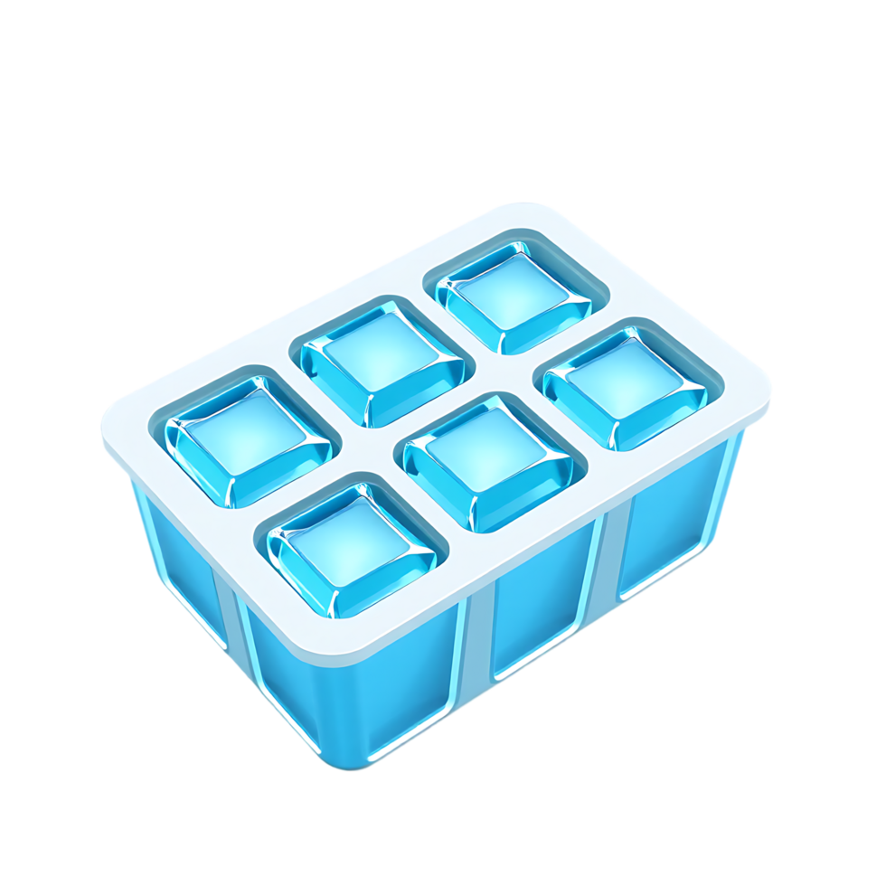 Ice cubes in a blue tray png
