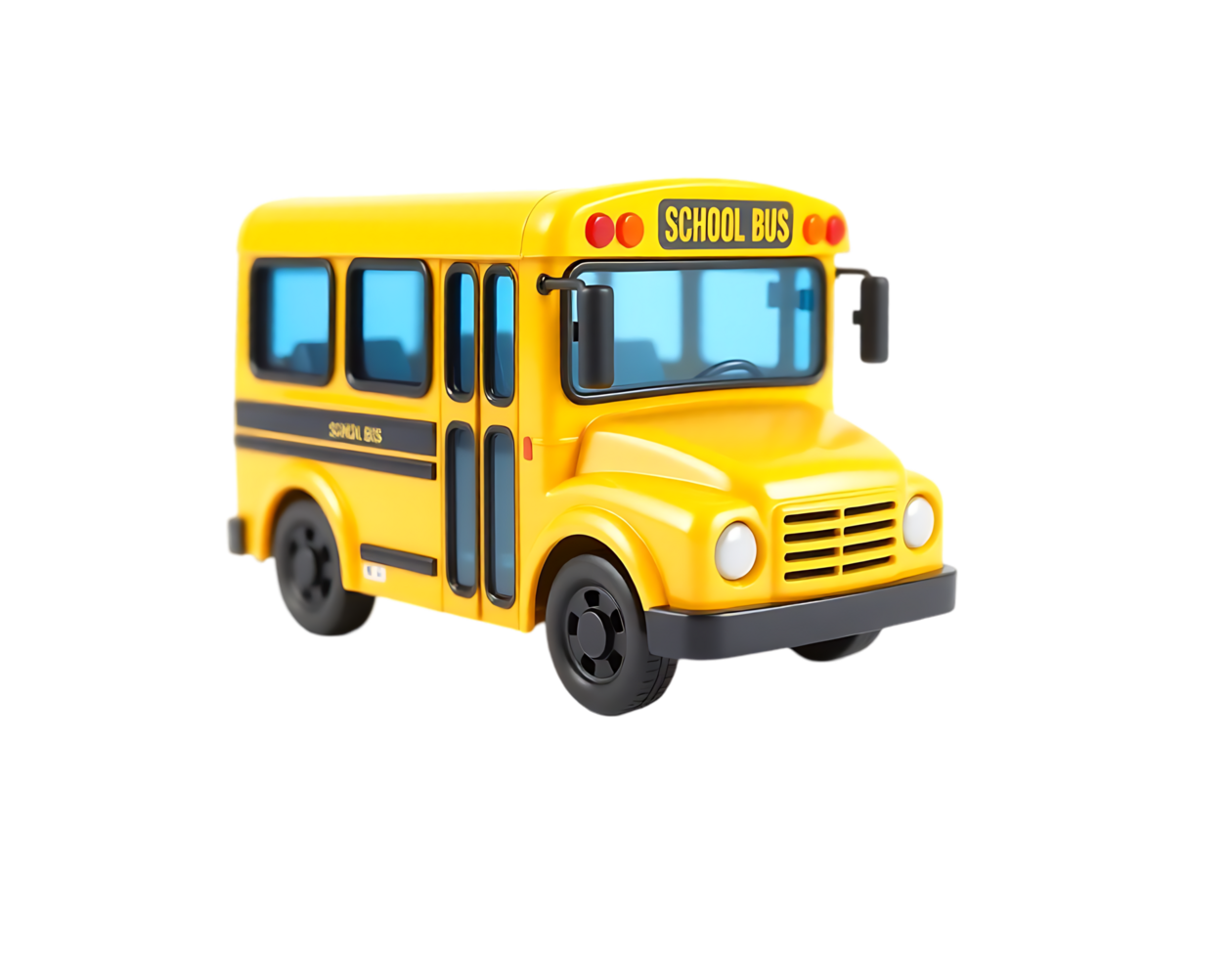 3D Render of a Yellow School Bus on a Transparent Background png