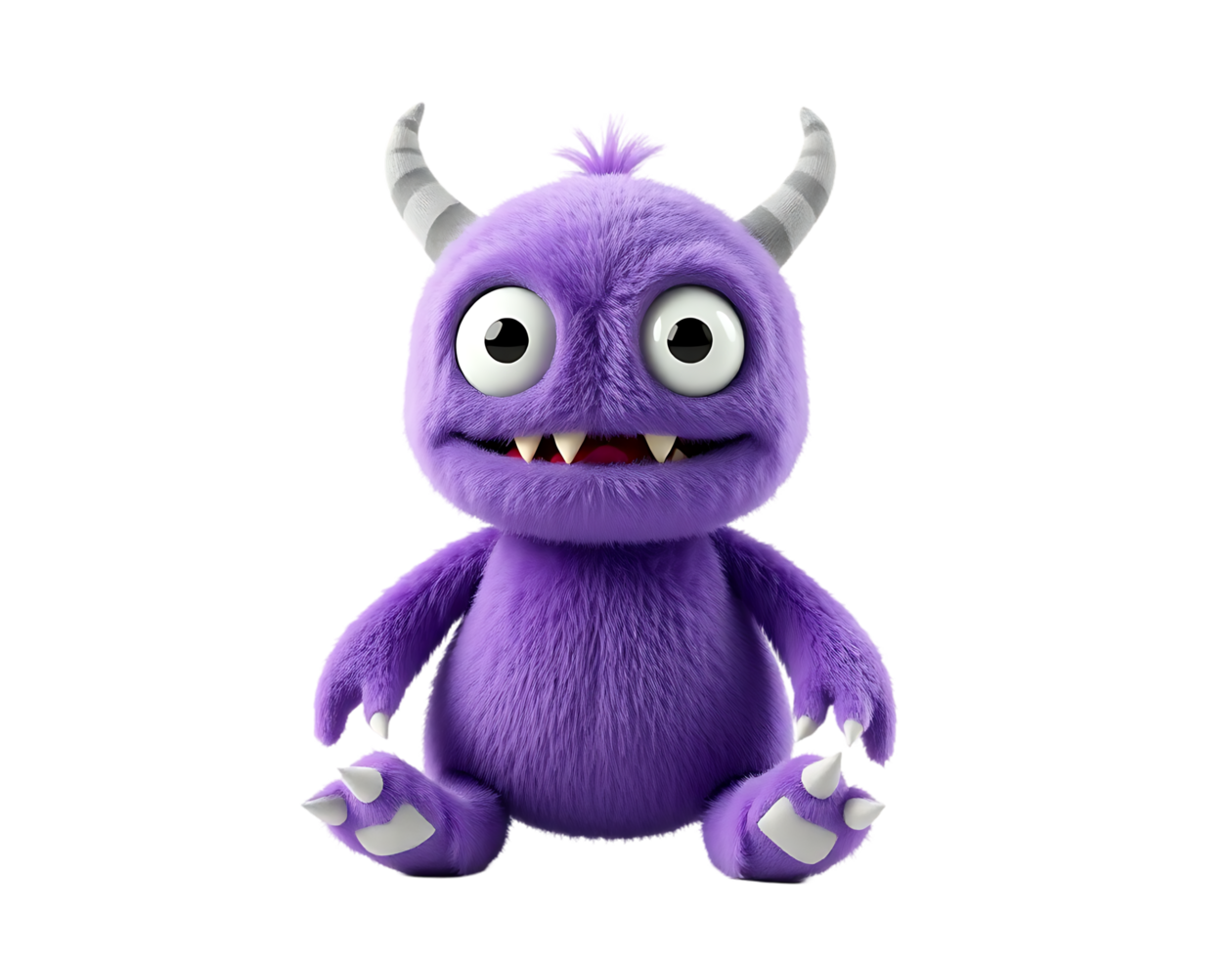 Cute and Furry Purple Monster Cartoon Character png