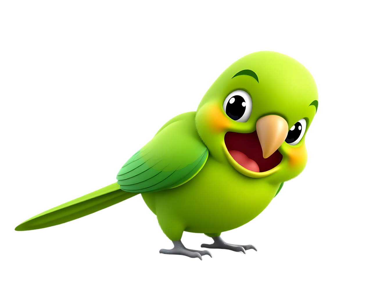 Cute and Happy Cartoon Green Parrot png