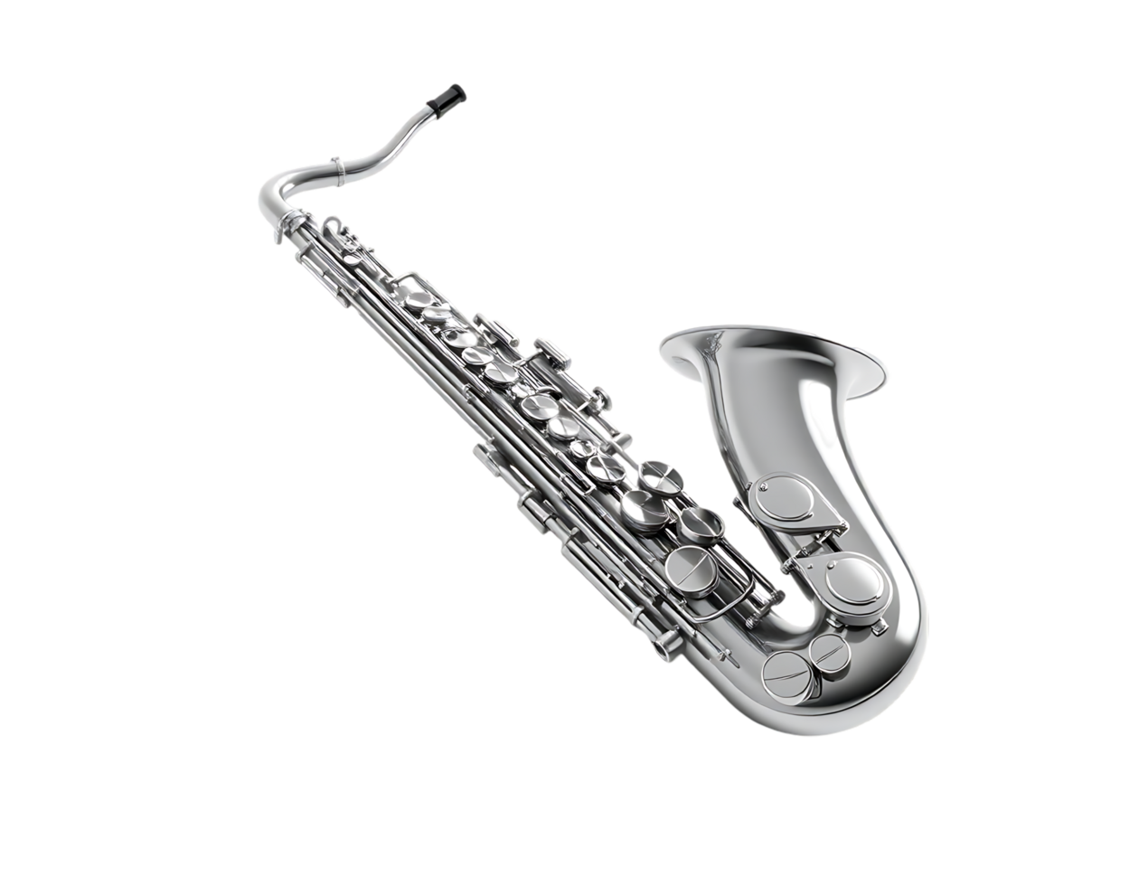 Shiny Silver Saxophone Isolated on a Transparent Background png