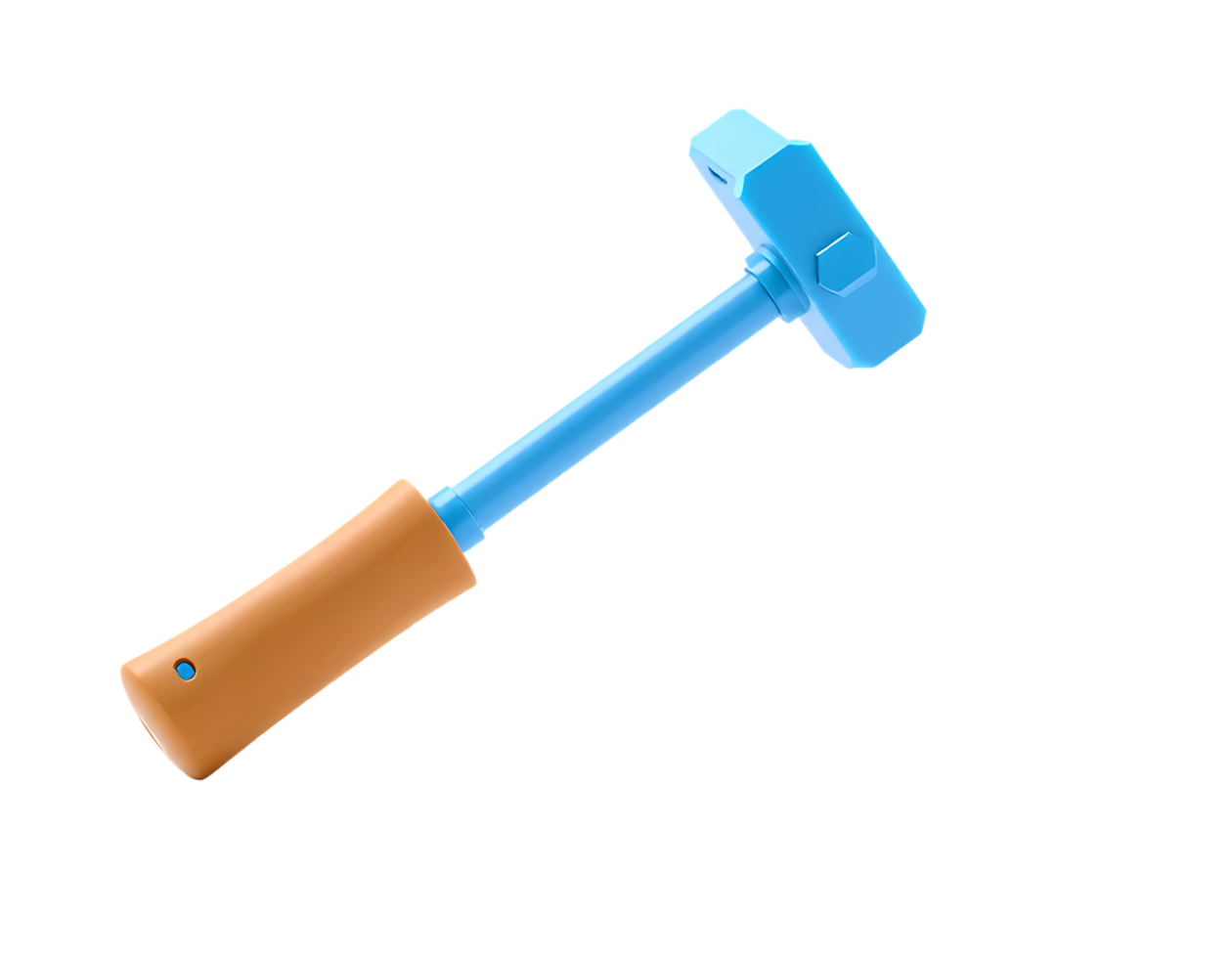 Blue hammer with orange handle isolated png