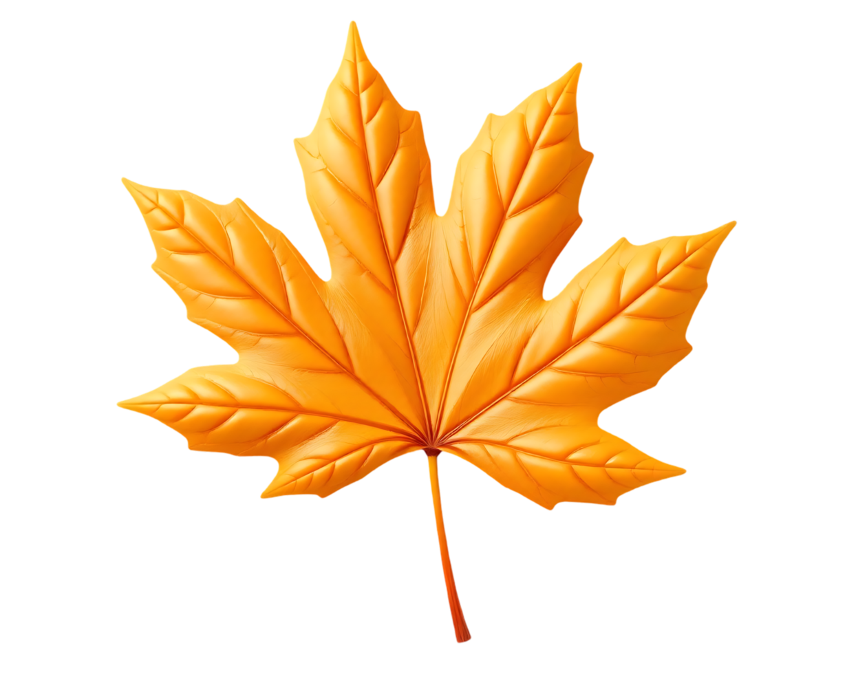 A vibrant orange maple leaf isolated on a transparent background png
