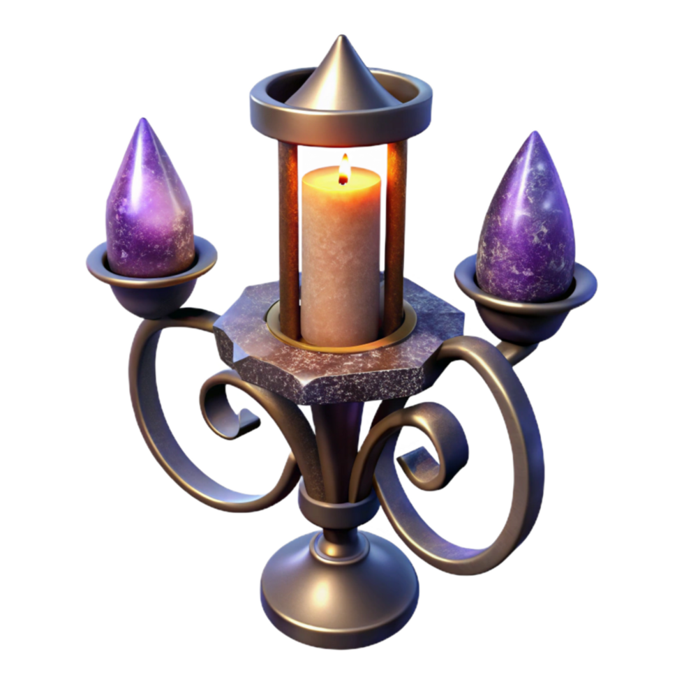beautiful vintage Wrought Iron Candle Holder Side View Isolated with Scroll Design professional png