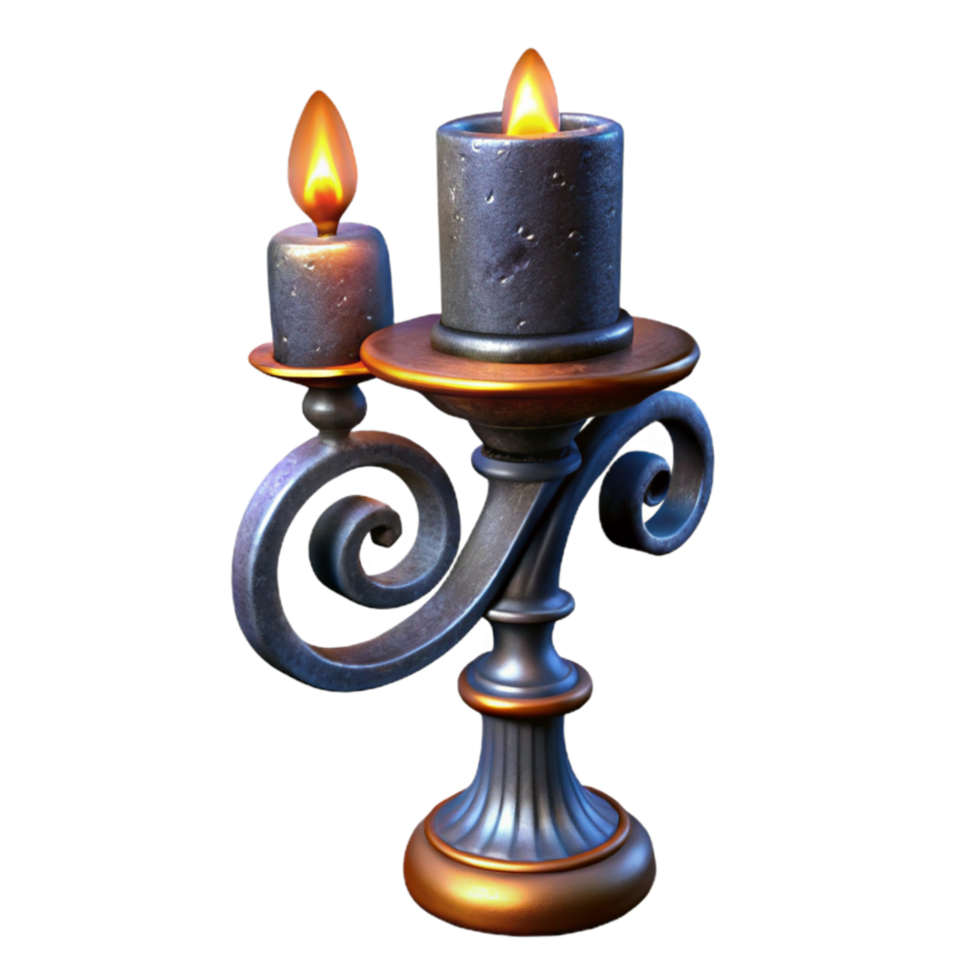 beautiful vintage Wrought Iron Candle Holder Side View Isolated with Scroll Design high quality png