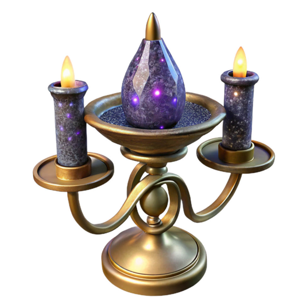 serene rustic Wrought Iron Candle Holder Side View Isolated with Scroll Design original png