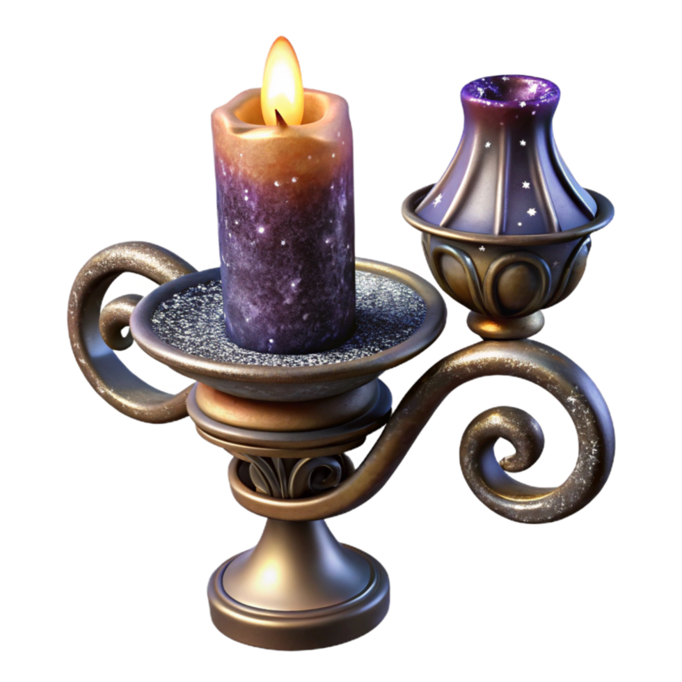 extraordinary artistic Wrought Iron Candle Holder Side View Isolated with Scroll Design high quality png