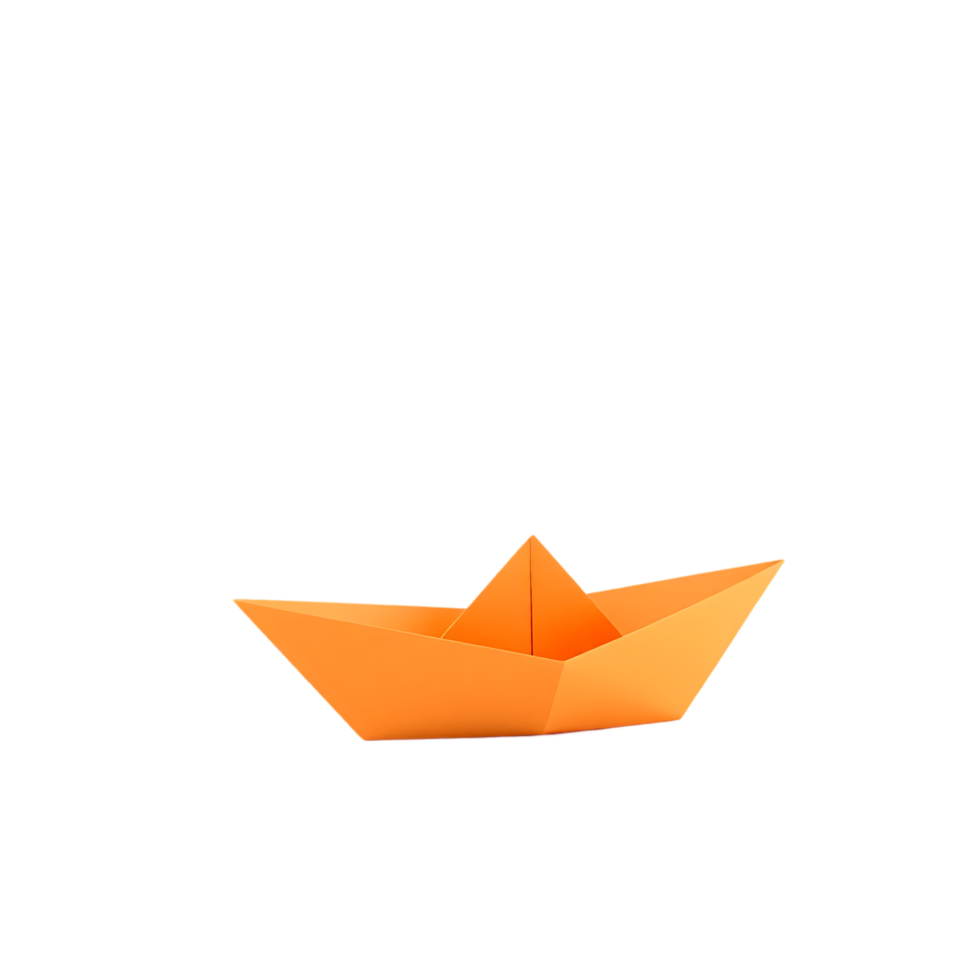Orange Origami Paper Boat on Transparent Background png