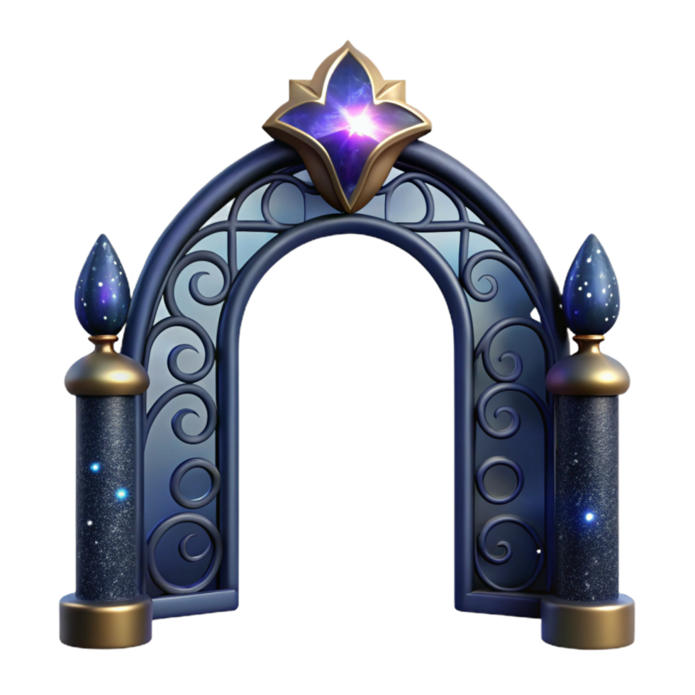 elegant creative Wrought Iron Gate Archway Silhouette Cutout Element detailed png