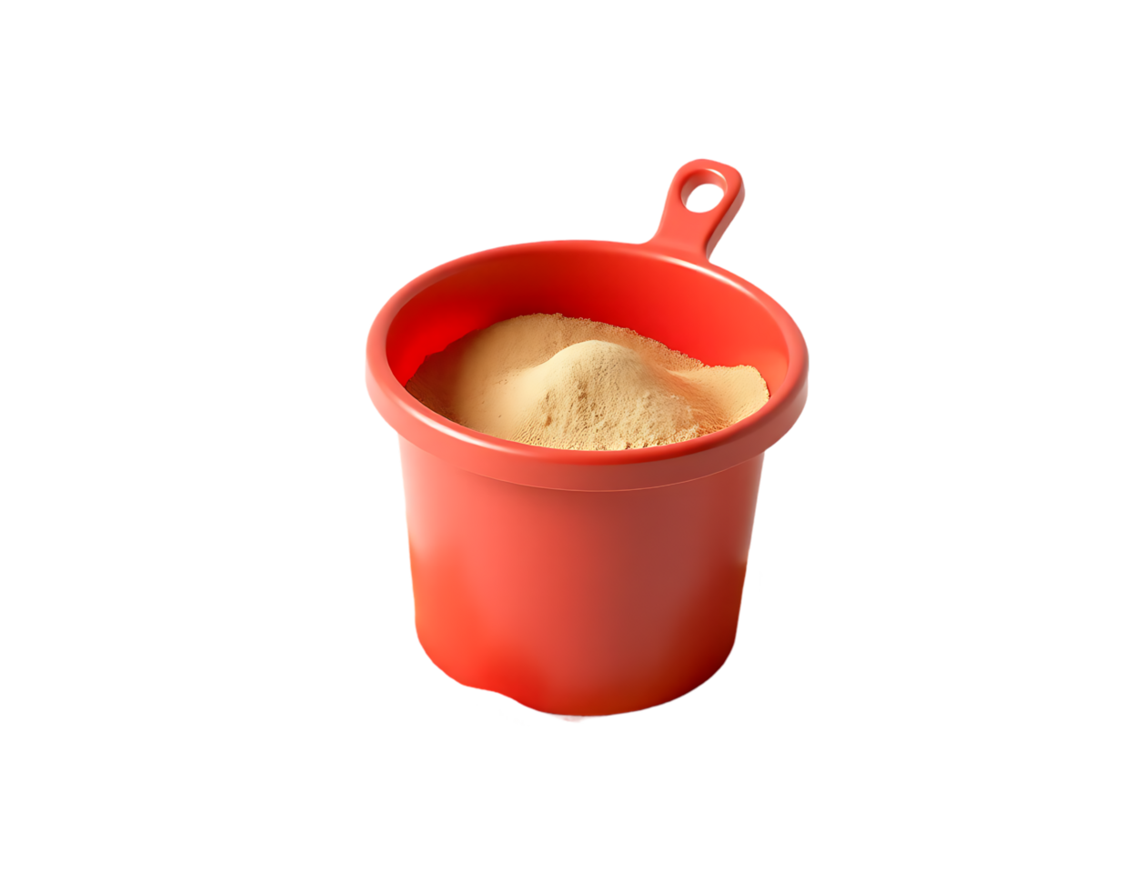 Red bucket filled with a sand-like powder png