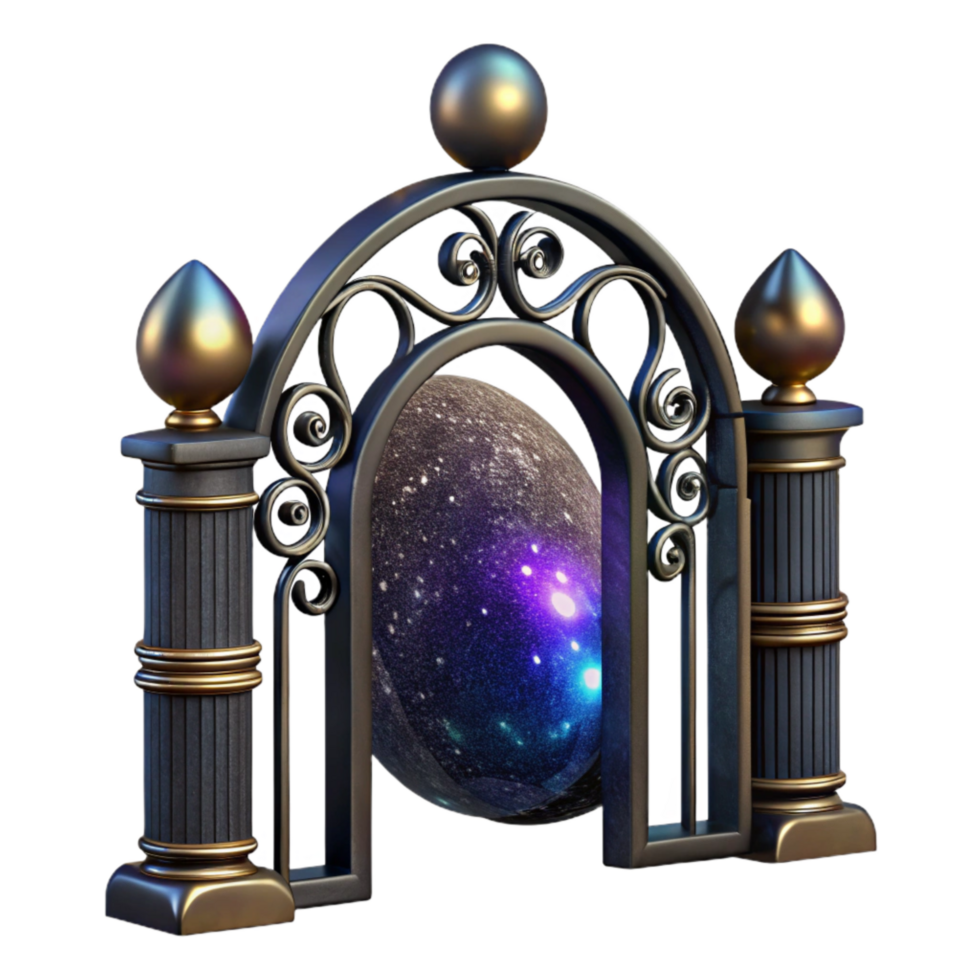 elegant abstract Wrought Iron Gate Archway Silhouette Cutout Element professional png