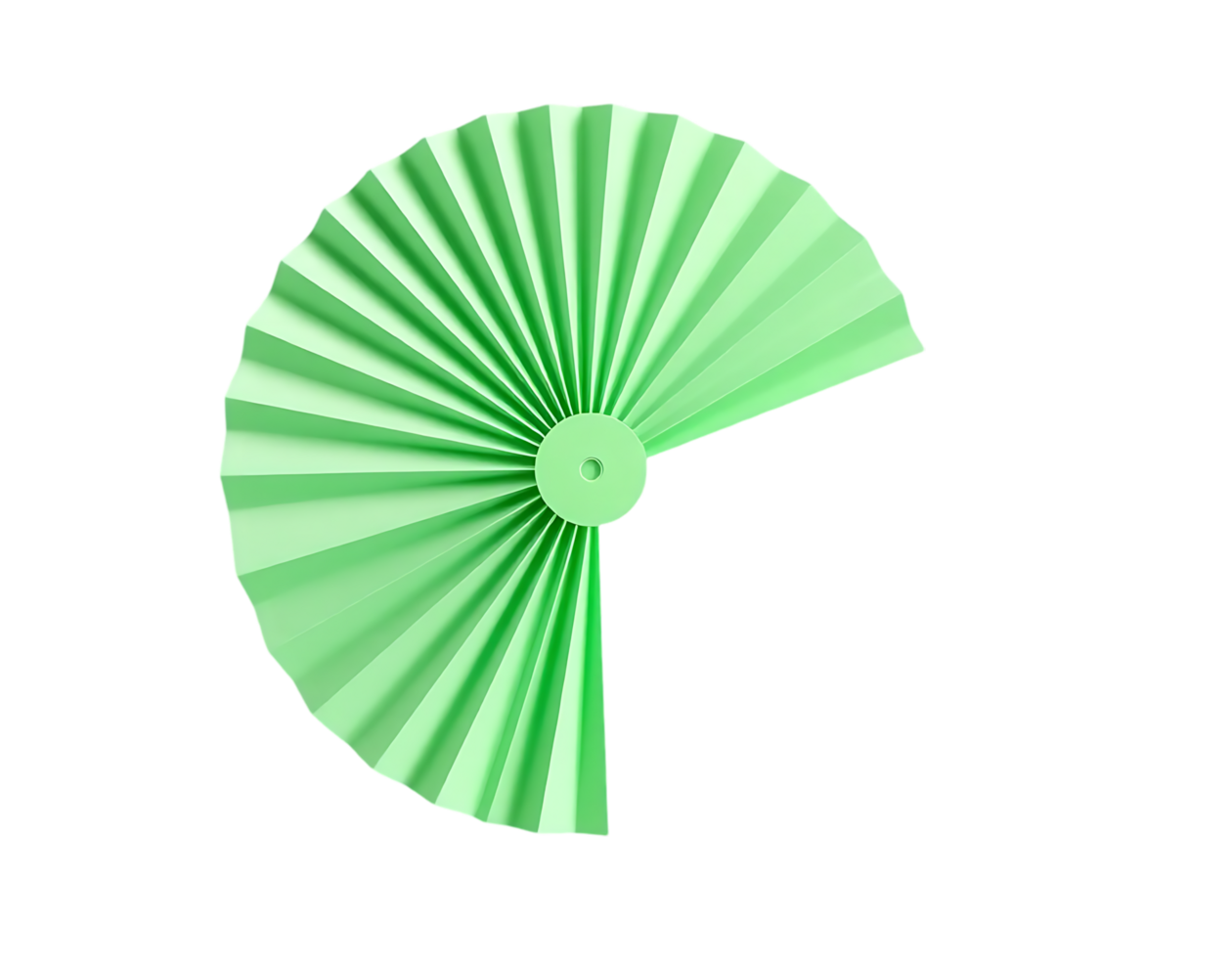 Green paper fan isolated on transparent background png