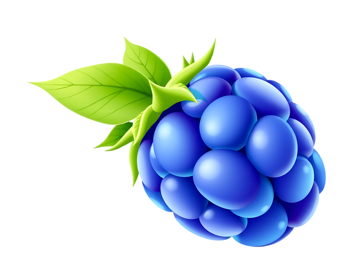 Vibrant Illustration of a Fresh, Ripe Blackberry with Leaves png