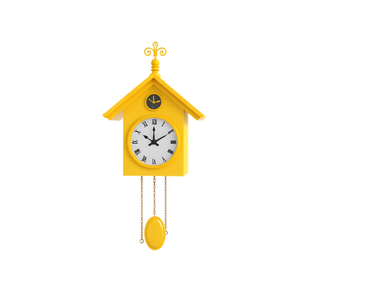 A bright yellow cuckoo clock png