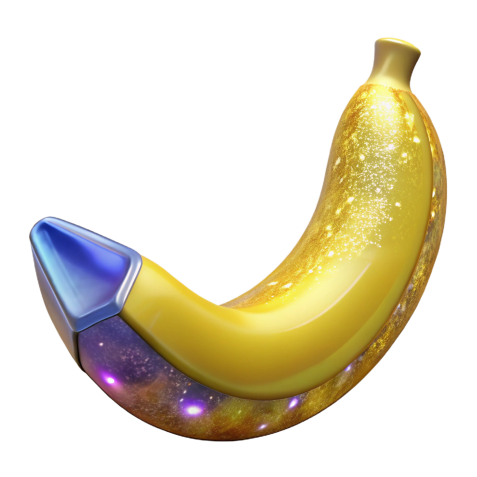beautiful rustic Yellow Banana 3d Model with Peel Transparent original png
