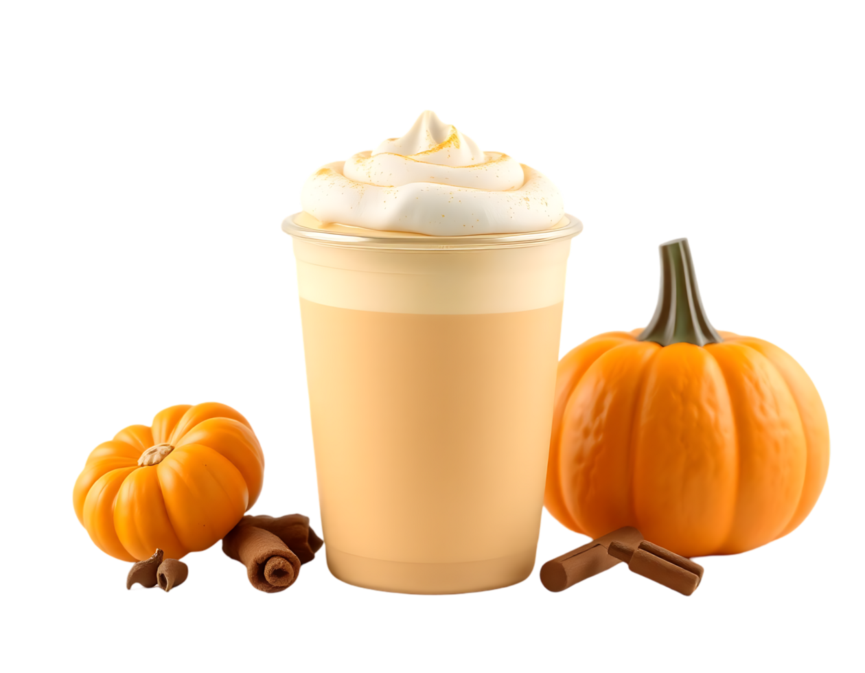 Pumpkin Spice Latte with Pumpkins and Cinnamon png