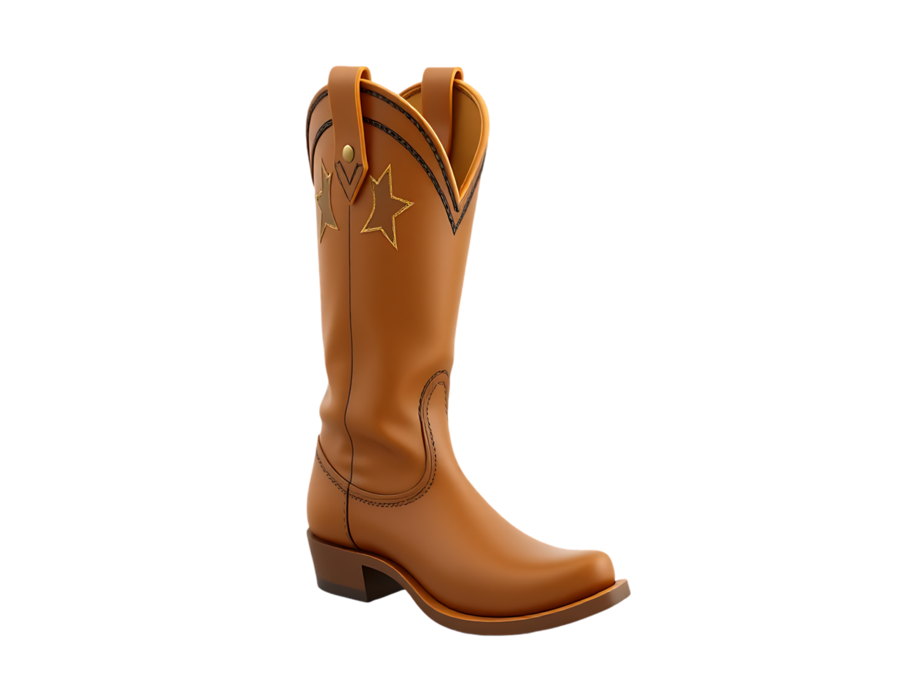 Brown Cowboy Boot with a star design png