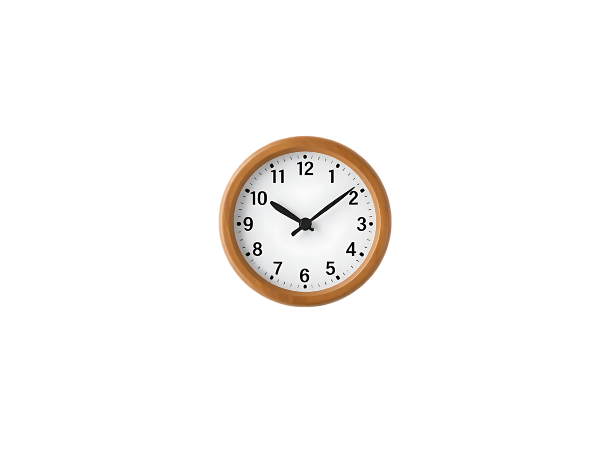 A simple wooden analog clock showing time png