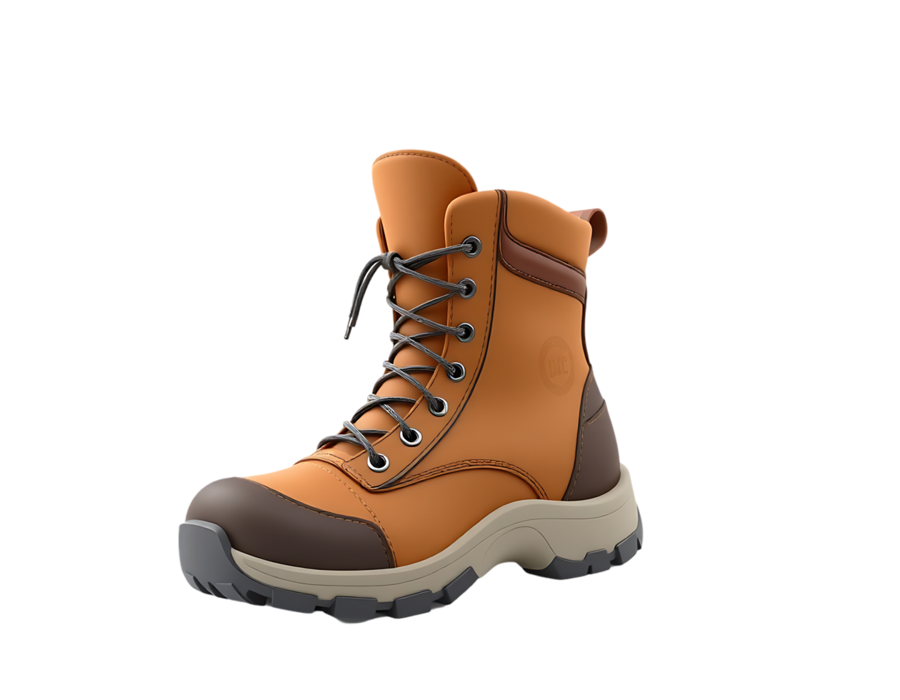 Brown Leather Hiking Boot Isolated on White png