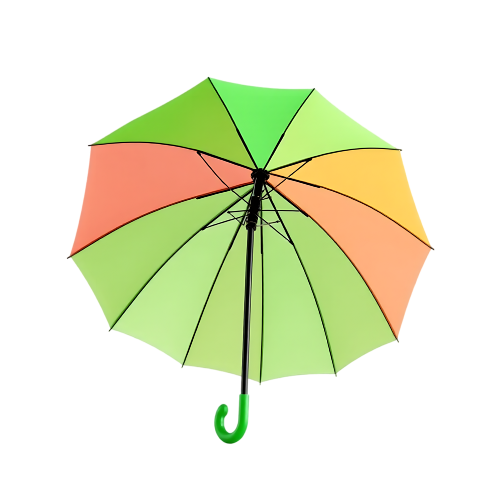 Colorful Umbrella with Green and Orange Panels png