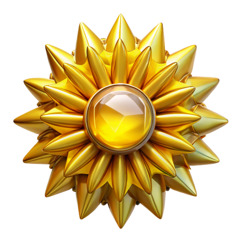 stunning modern Yellow Sunburst Fractal with Transparent Background genuine png