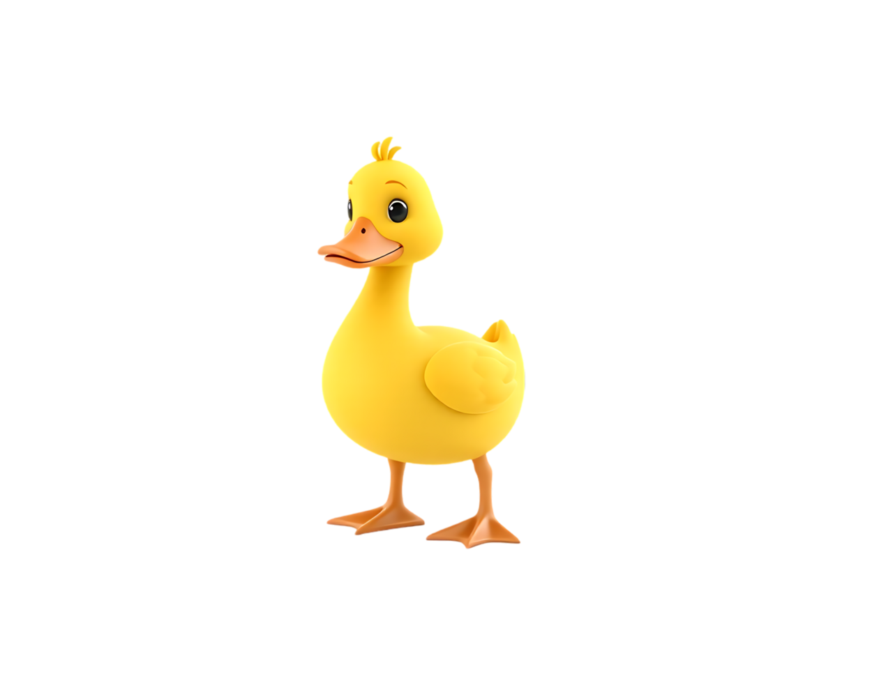 Cute cartoon duckling, yellow and cheerful, isolated on a transparent background png