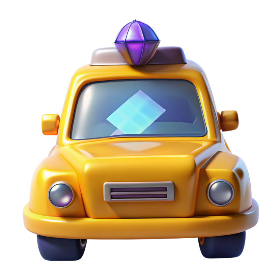 extraordinary contemporary Yellow Taxi Cab Front View Isolated Element high quality png