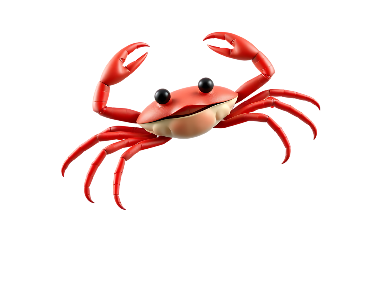 Cartoon Red Crab with Raised Claws png