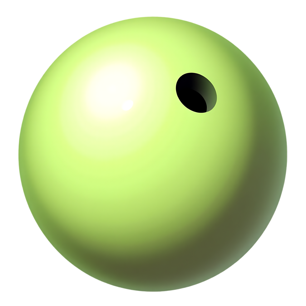 Green Bowling Ball with a Hole on a Transparent Background png
