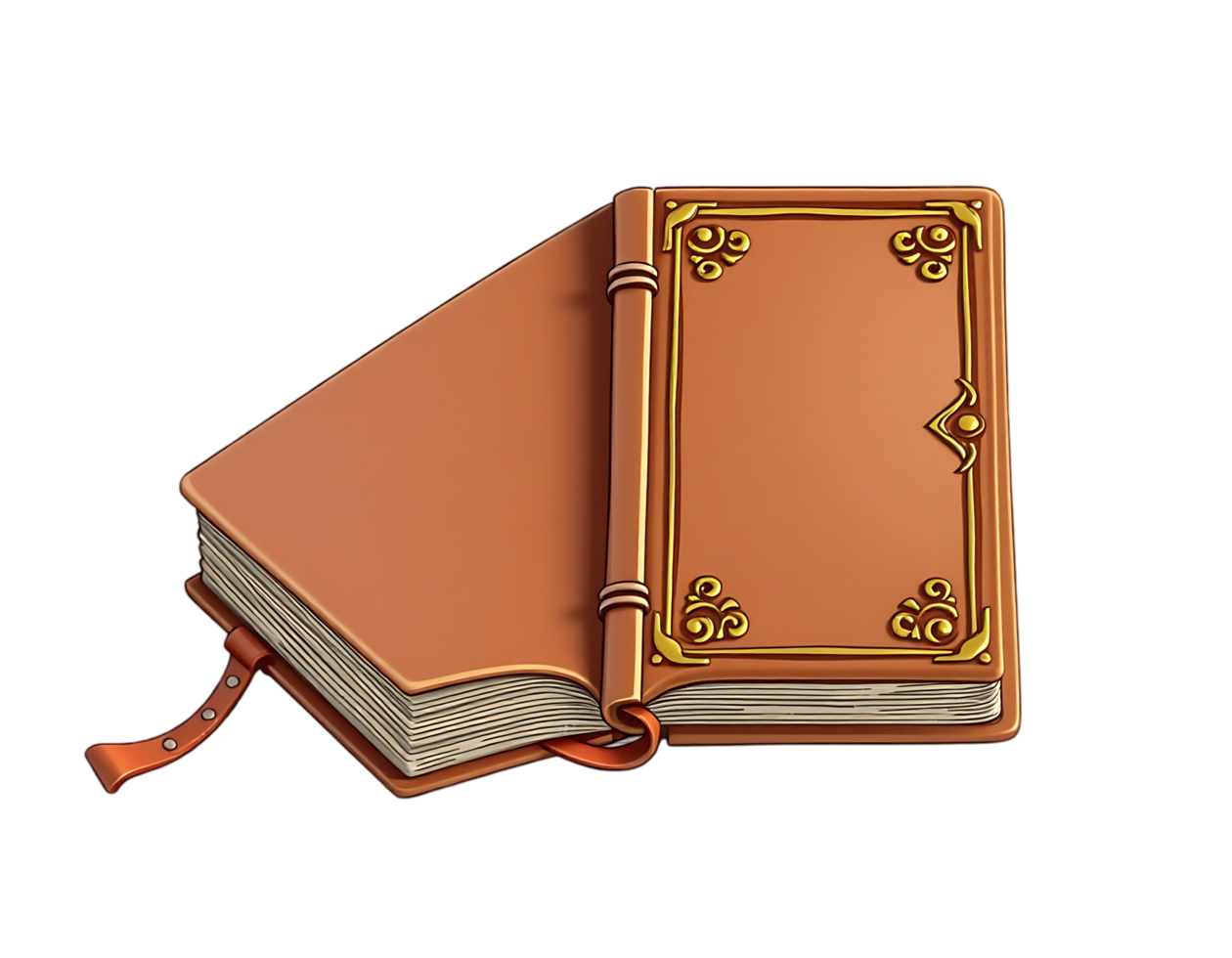 Ancient Leather-Bound Spellbook with Golden Ornaments png