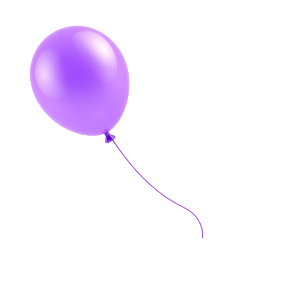 Purple balloon floating against a transparent background png