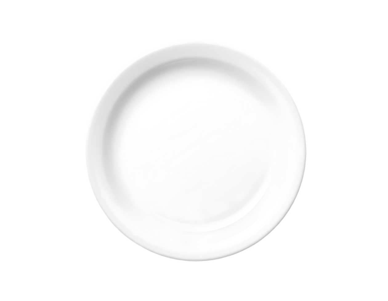 A white ceramic plate on a transparent background. png