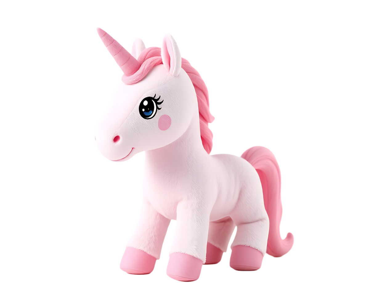 Cute Pink Unicorn Toy on Transparent Background png