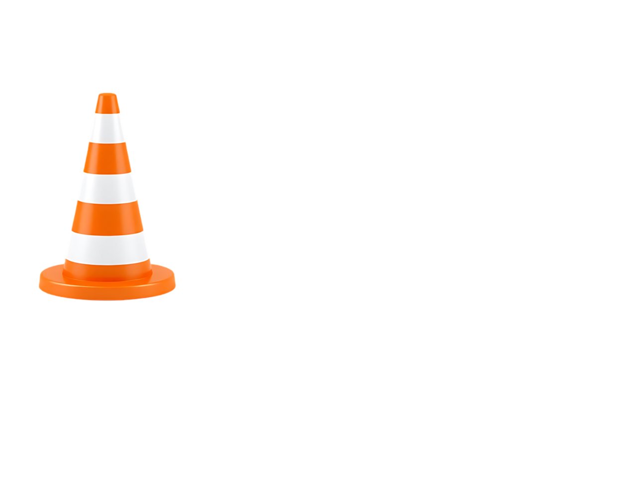 Orange and white traffic cone isolated on transparent background. png