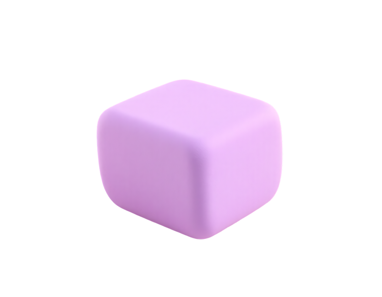 A simple 3D rendered purple cube with rounded edges. png