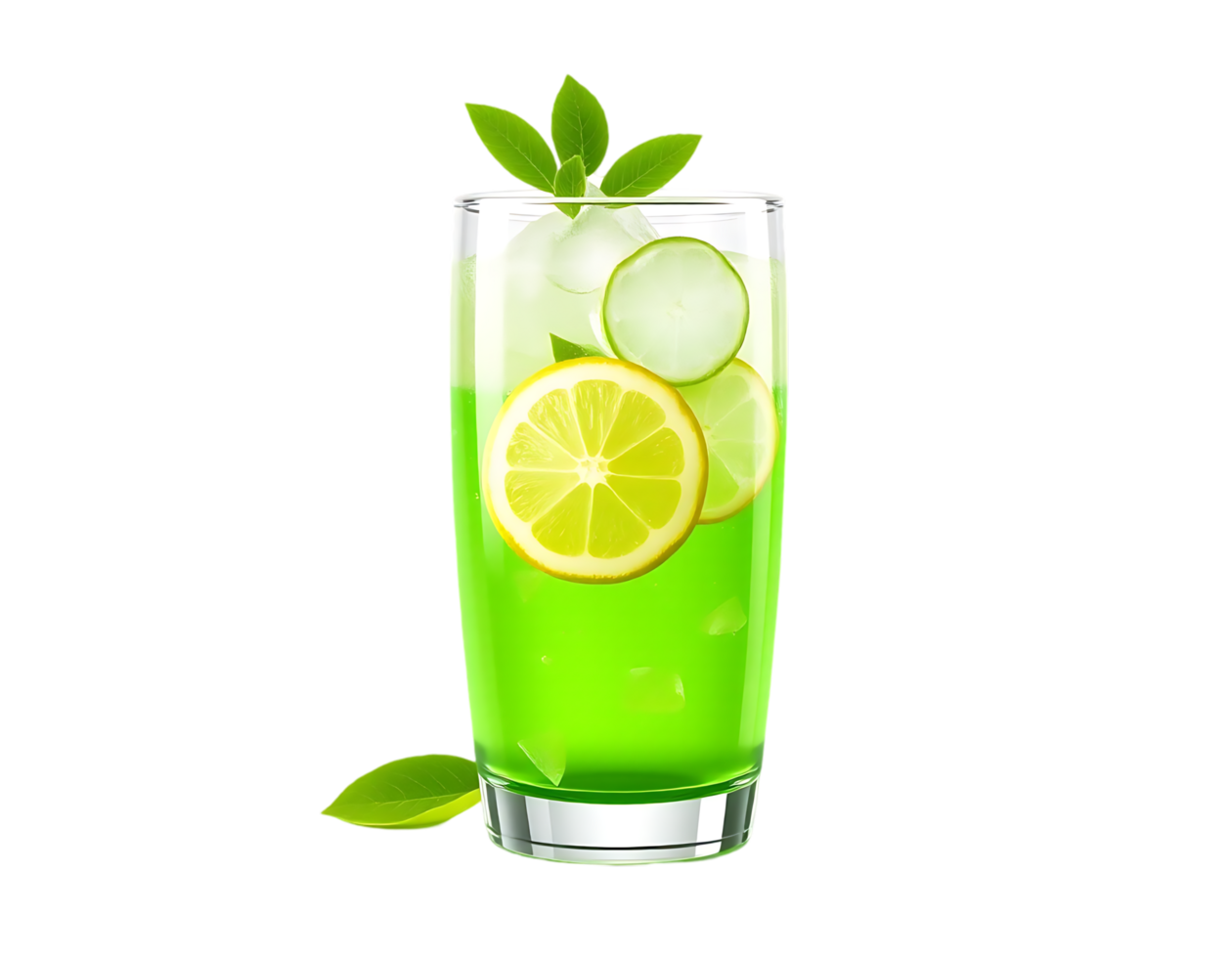 Refreshing Green Cocktail with Lemon, Lime, and Mint png