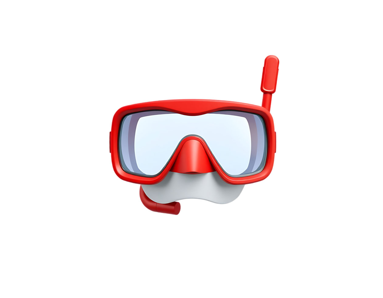 Red diving mask and snorkel for underwater swimming png