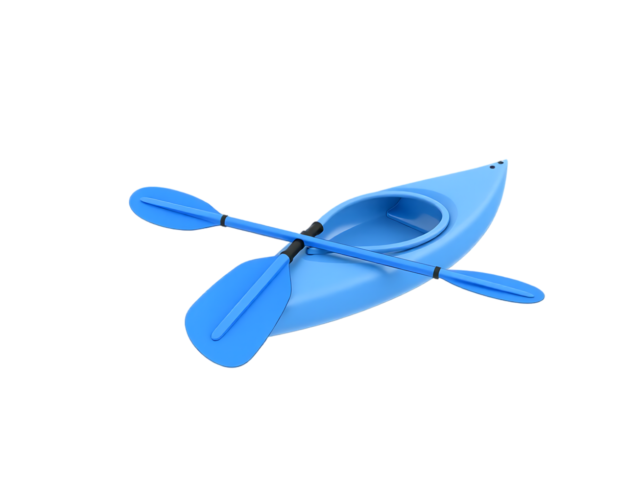 Blue kayak with paddle png