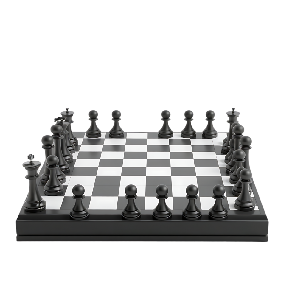 Chess game in progress, pieces arranged on a black and white board png