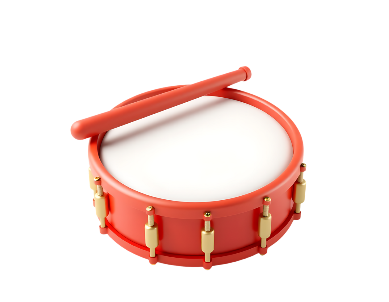 Red drum with drumstick isolated on transparent background png
