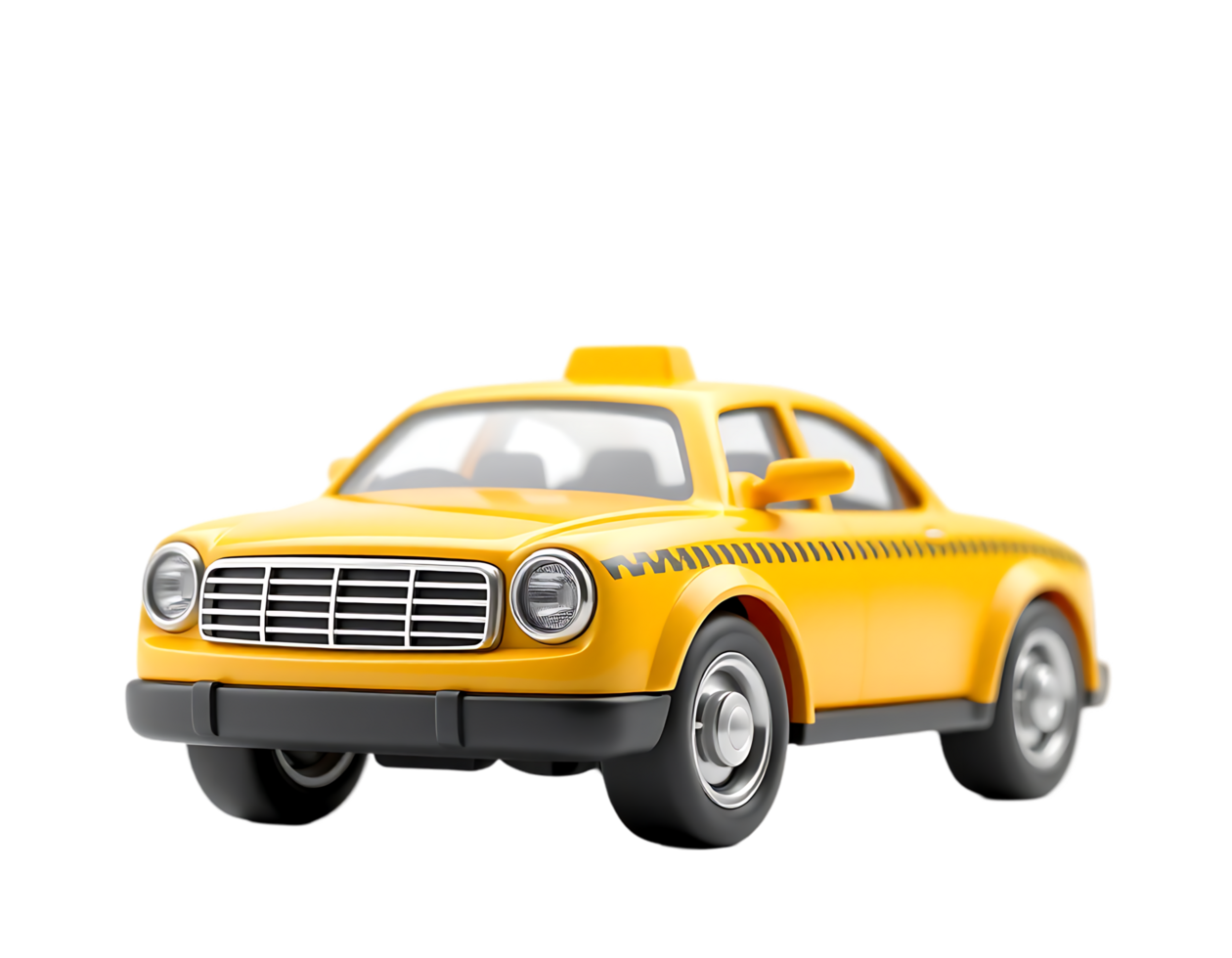 A yellow taxi car isolated on a transparent background. png