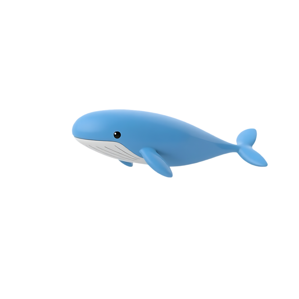 Cute Cartoon Blue Whale 3D Render png