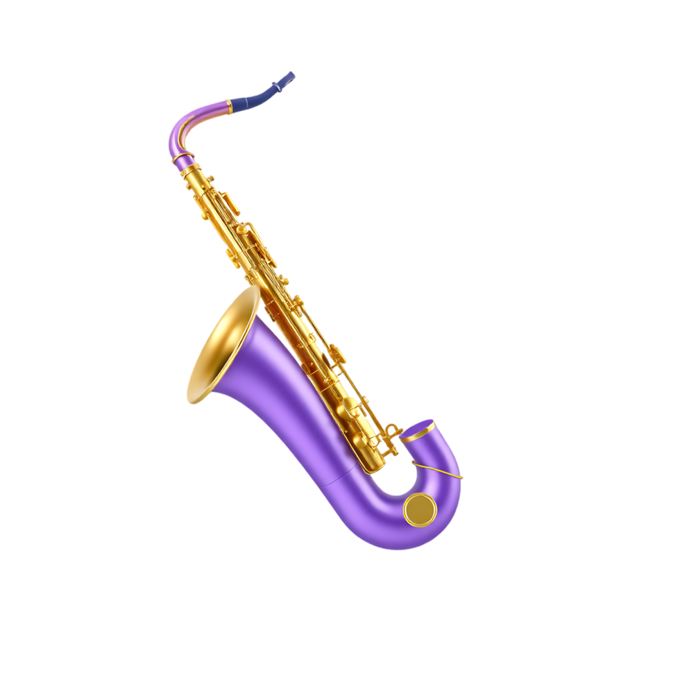 Gold and Purple Saxophone Isolated png