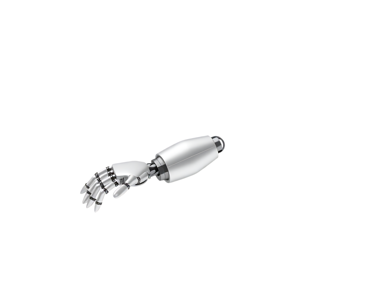 Close-up of a robotic arm with a metallic design png