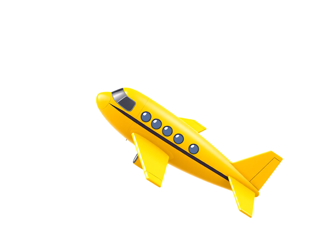 Yellow Airplane Isolated on Transparent Background - 3D Rendering png