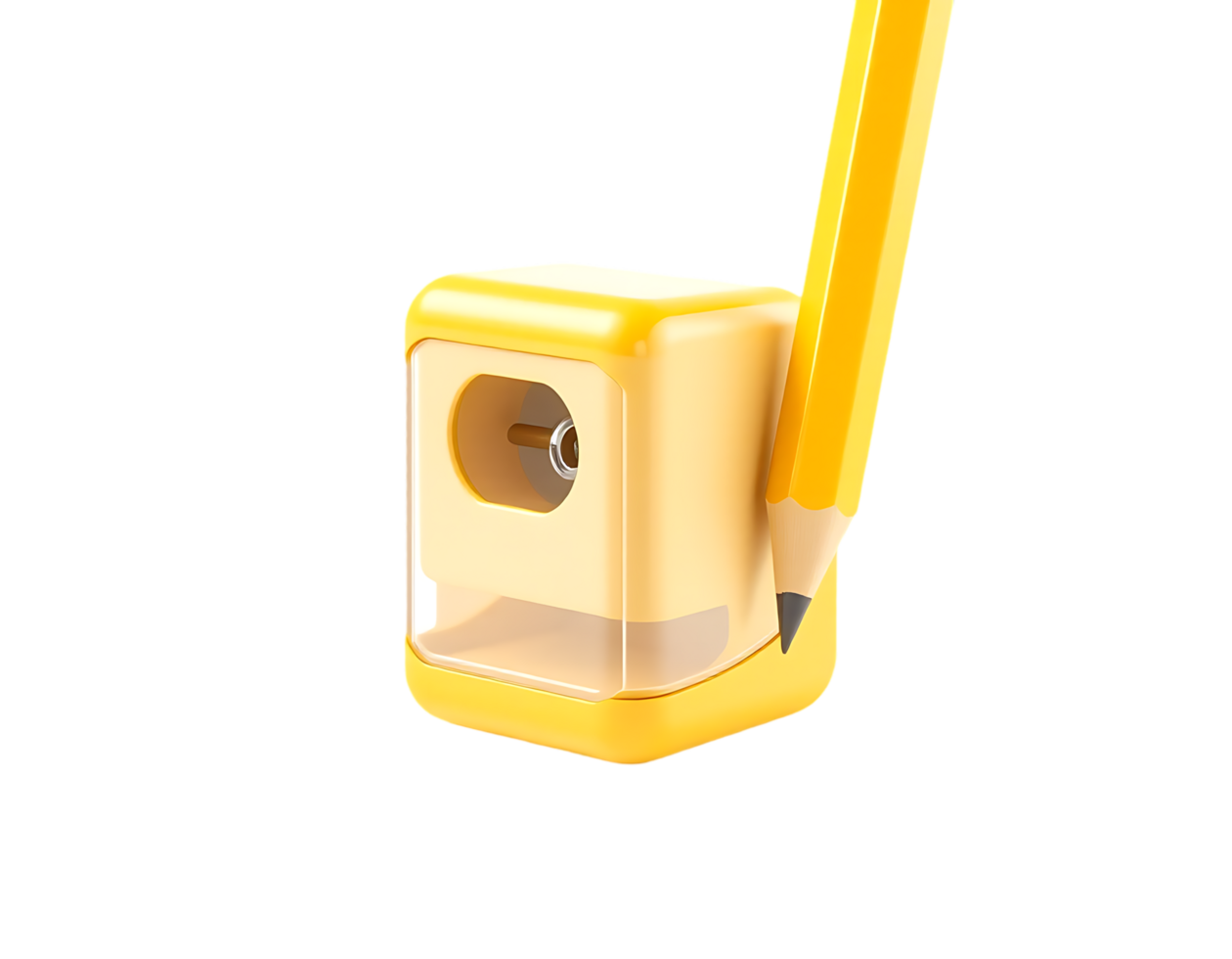 Pencil in a yellow sharpener png